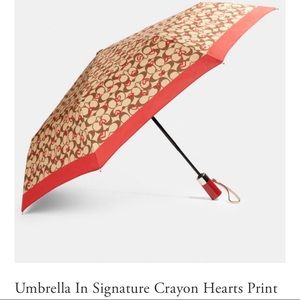 NWT Coach Umbrella With Crayon Hearts Print